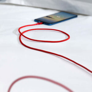 Red USB C Cable Connected to Phone
